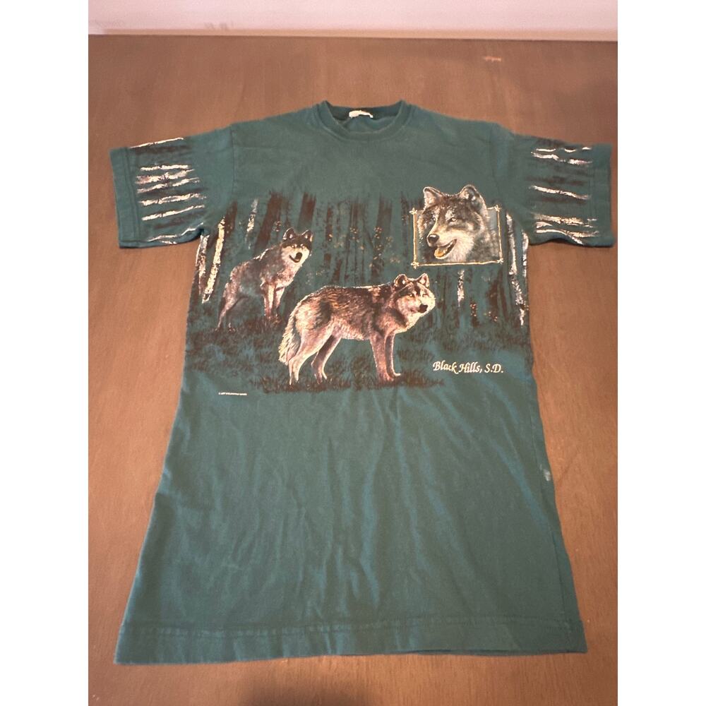 Vintage Wolf Aop Animal T Shirt Art Unlimited ART UNLIMITED IRWIN Black Hills SD